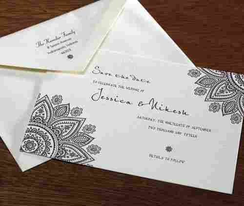 White Designer Wedding Card Made From 100% Recycled Cotton Paper