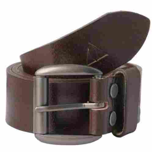 3 To 4 Mm Thickness Plain Brown Mens Leather Belt With Alloy Buckle And 1.5 Inch Width