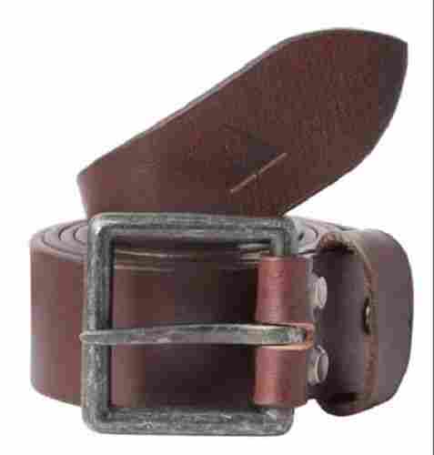 Plain Brown Mens Anti Wrinkle Leather Belt With Alloy Buckle For Casual Wear