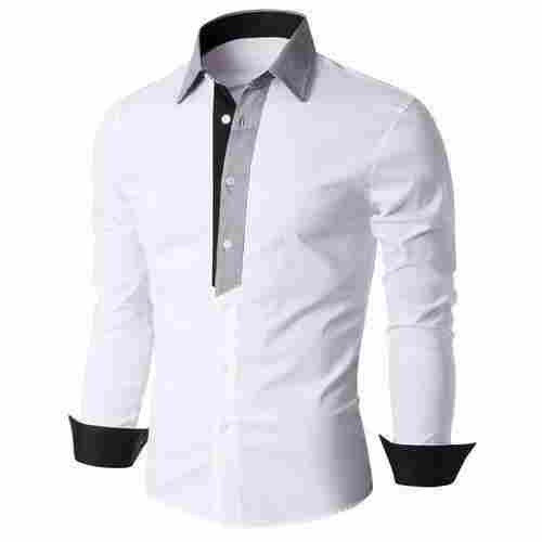 Small To Xxl Size Full Sleeve Plain White Mens Shirt For Casual Wear