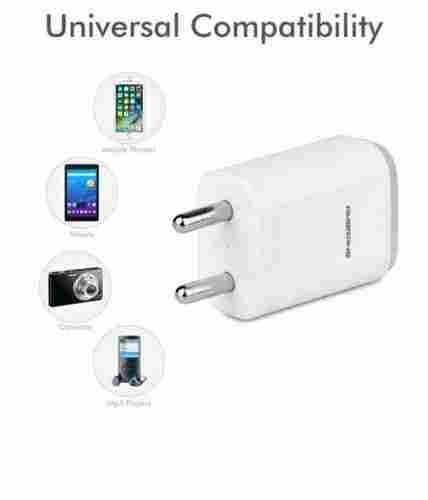 White Color Double Port USB Charger Adapter with Universal Compatibility