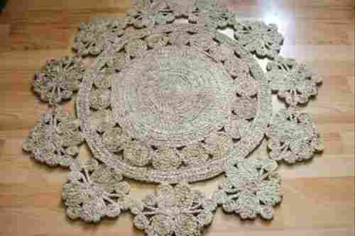 Hand-Made Floral Grey Jute Rug Ideal For Anywhere