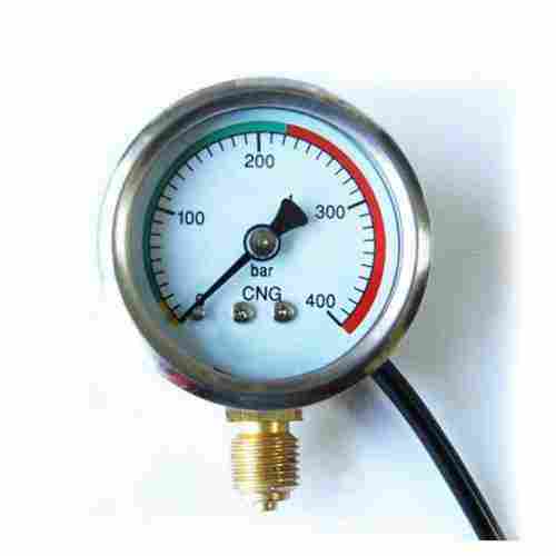 Round Shape White Silver Stainless Steel CNG Pressure Gauge 