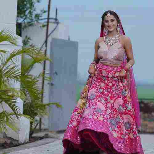 Semi Stitched Sequins Embroidery Work Lehenga Choli for Female Person