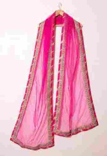 Stylish Pink Color Soft Cotton Fabric Ladies Dupatta for Regular Wear