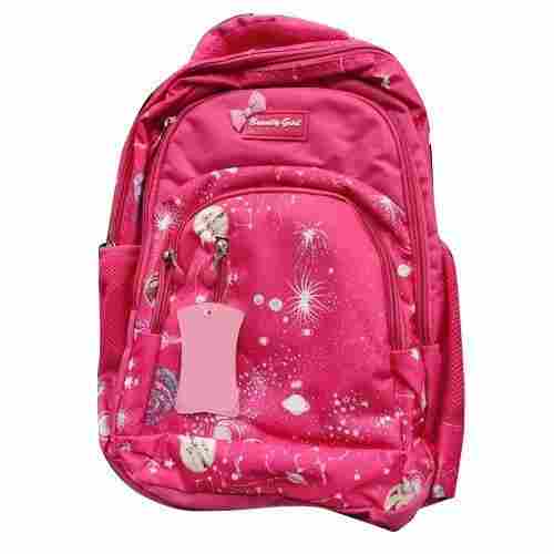 Girls Pink Printed Polyester School Bag