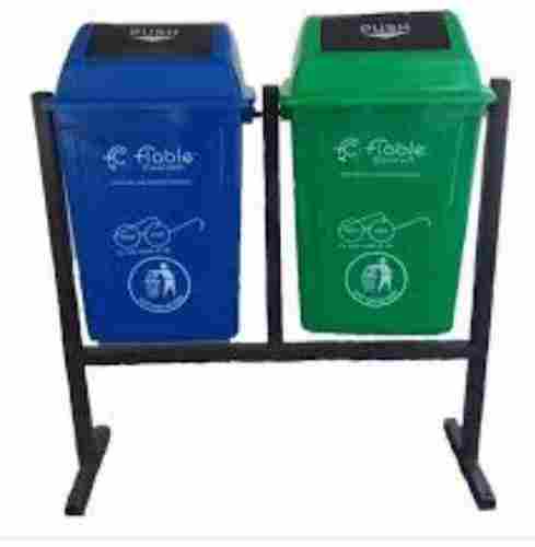 Green And Blue Colour Round Printed Plastic Dustbin For Outdoor Trash