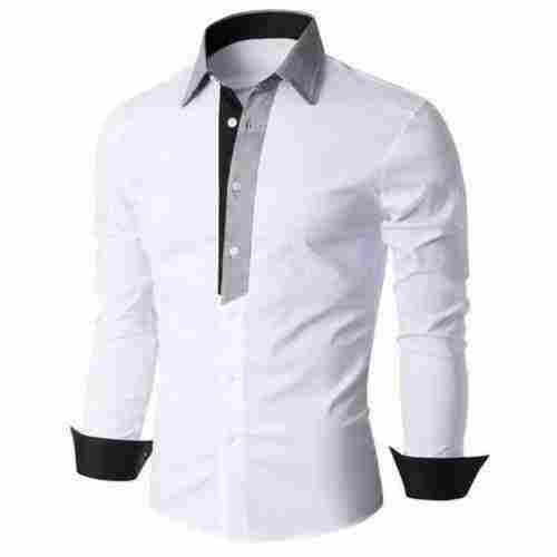 Mens Designer White Slim Fit Casual Wear Full Sleeves Shirts