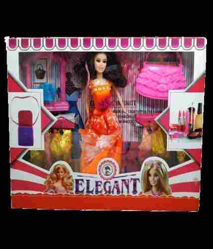 Attractive Design Rich Look Beautiful Girl Barbie Orange Doll Set For Kids Multi Dress 
