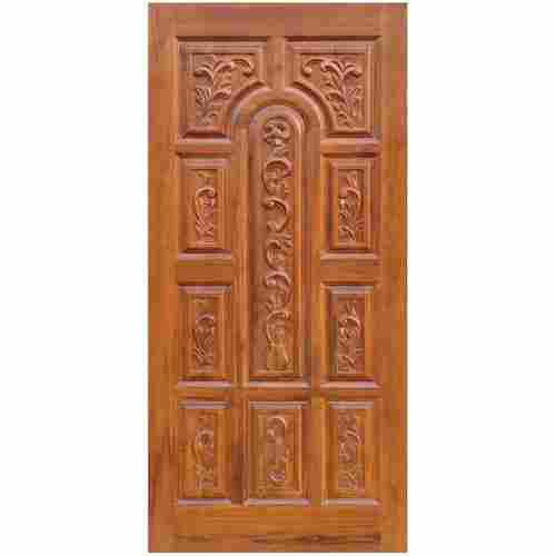 Highly Durable and Polished Finish Brown Color Teak Wooden Carved Door