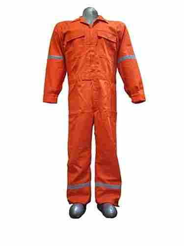  Relaxed Fit Cotton Men Coverall Boiler Suit Uniform With 1"Inch Reflective Tape (Orange, 2xl)