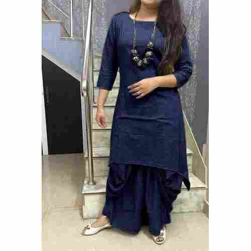 Beautiful Lace Desin And 3/4 Sleeves Skin Friendly Cotton Casual Wear Ladies Fancy Kurti