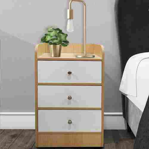Multipurpose Beige with White Bedside Tables, Storage Cabinet with 3 Drawers for Home