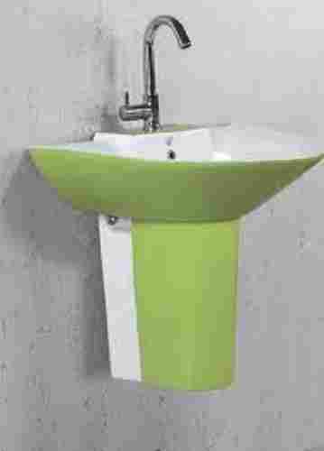 Wall Mounted Modern Design Green And White Color Bathroom Ceramic Wash Basin 