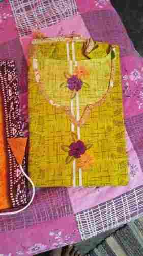 Yellow Color Printed Pattern Pure Cotton Punjabi Suits for Daily and Regular Wear