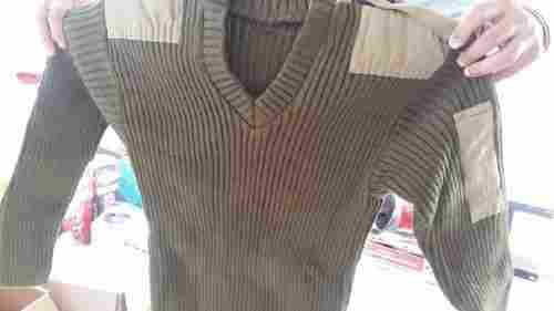 Mens Brown Regular Fit V-Neck Full Sleeves Worker Uniform Sweater