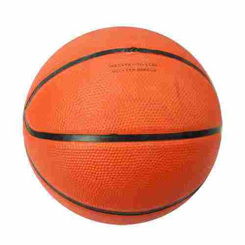 Orange Rubber Basketball With Pebbled Channels For Expanded Grasp And Control And A Tension Lock Bladder