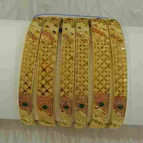 Trendy Design Artificial Gold Color Metal Bangles With Enamel Work