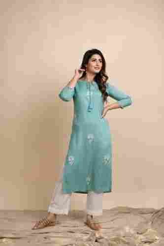 Rayon Casual Wear Ladies Plain Kurtis With Cotton Blend And High Quality Fabric