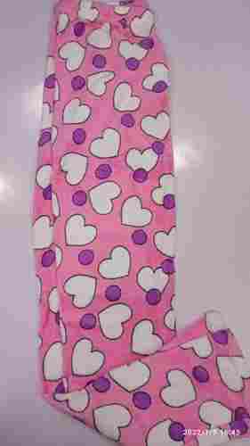 Pink Colour Heart Shape Womens Pure Cotton Printed Pant Lower For Nightwear