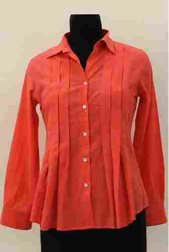 Without Pocket Woven Ladies Plain Shirt With Full Sleeve For Casual Wear