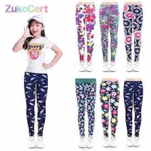 Skin Fit Stretchable Printed Multicolor Pure Cotton Lycra Leggings for Kids