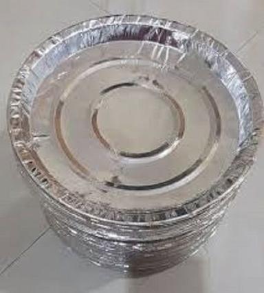 White 100% Eco Friendly Safe And Hygienic Round Shaped Disposable Silver Coated Plate