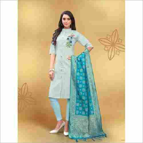 Sky Blue Color Silk Fancy And Designer Casual Wear Ladies Stitched Suit