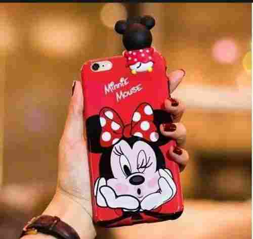 Micky Mouse Design Mobile Back Cover In Red Color