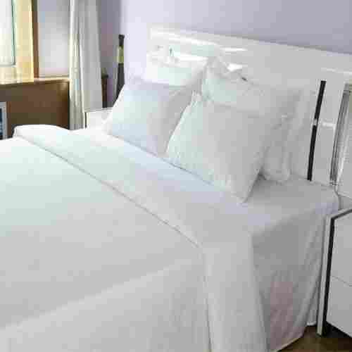 100% Pure Cotton White Color Plain Pattern Double Bed Sheet With Two Pillow Cover