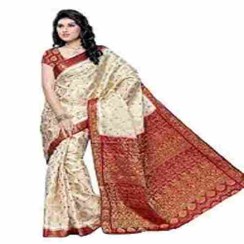 Daily Wear Womens Printed Pattern Cotton Saree With Blouse Piece Set
