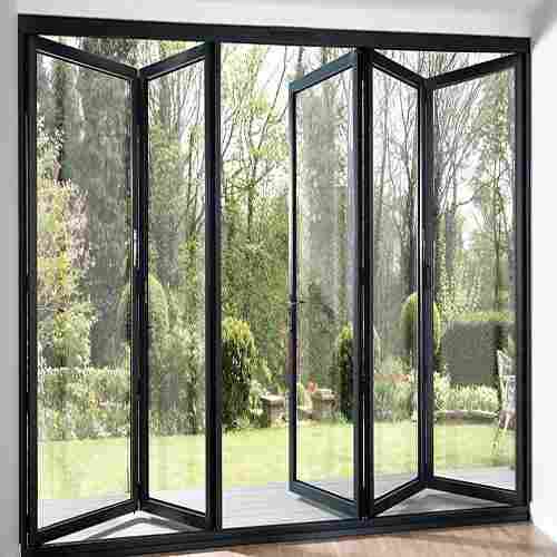 Modular Black Frame Aluminium Sliding and Folding Transparent Glass Door