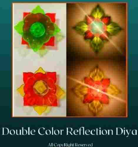 Double Color Reflection Type Flower Shaped Handmade Decorative Diya
