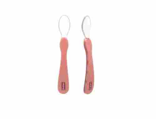 Light Weight Easy To Wash Pink Silicone Baby Feeding Spoon (Length 17cm)