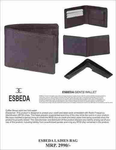 Esbeda Coffee Brown Solid Leather Two Fold Lightweighted Mens Wallet