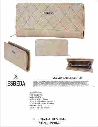 Ladies Solid Leather Lightweighted Esbeda Clutch Bags With Two Compartments