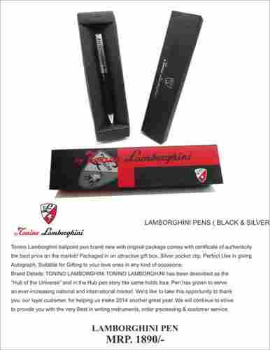 Tonino Lamborghini Lightweighted Silver And Black Ball Pens