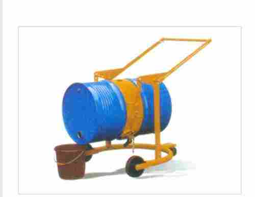 Yellow Colour Three Wheel Mild Steel Manual Drum Lifter Cum Tilter Trolley