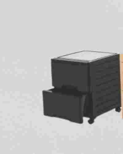 2 Plastic Drawers Dresser Storage Cabinet With 5kg Weight, Black Color
