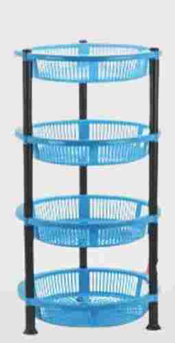 Open Type Four Level Black And Blue Round Plastic Storage Rack - Detachable