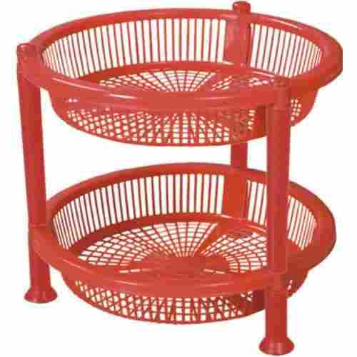Plastic Round Red Two Level Open Style Domestic Storage Rack With 200 gm