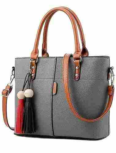 100% Leather Grey And Brown Color Casual Ladies Hand Bags, Lasting A Lifetime And Creativity