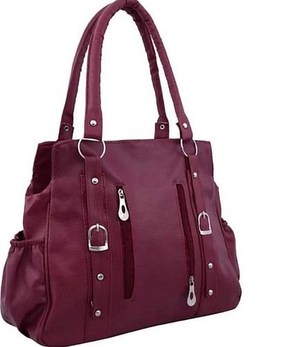 Pu 100% Leather Maroon Color Casual Ladies Hand Bags, Waterproof And No  More Rips Or Splits at Best Price in Ghaziabad