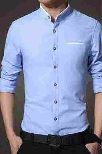 100% Cotton Fabric Full Sleeves Mens Shirts With Blue Color And Formal Wear