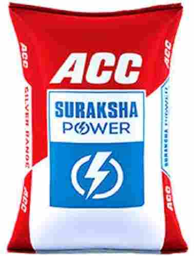 Grey Color ACC Suraksha Power Cement 50 Kg With Natural Sand And Initial Setting Time 30 Minutes
