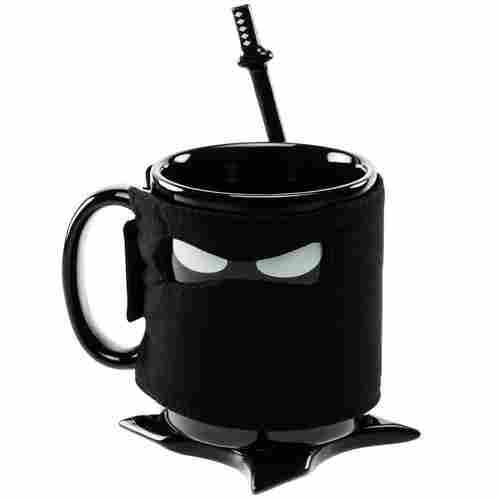Ninja Tea Coffee Mug with Coaster and Stirrer - 300ml