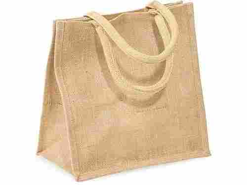 Plain Brown Light Weight Stylish Look Zipper Closure Top Handmade Jute Bag 