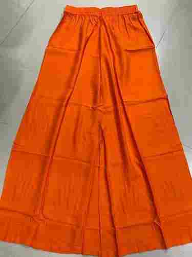 Orange Color Comfortable Women Palazzo Pants With Cotton Materials And 28 Inch Length