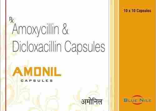 Amonil Amoxycilin And Dicloxacillin Antibiotic Capsules - 10x10 Blister Pack