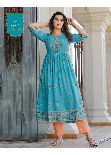 Available In Different Colors Beautiful Design Printed Nyra Daily Wear Rayon Kurti Catalogue Set